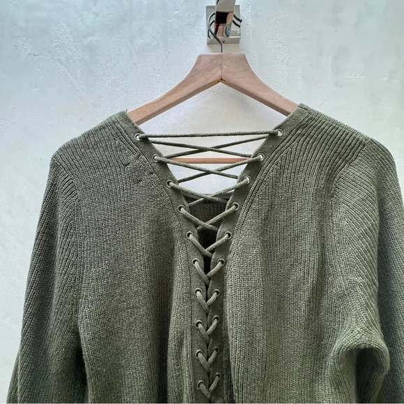 VTG Soho NY & Co || Corset Back Knit Sweater in Olive Medium Y2K - Picture 5 of 6